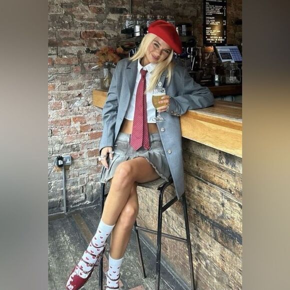 VTG Angola Wool Blend Strawberry Red Fuzzy Bucket Hat M/L Preppy Street Classic main image 4